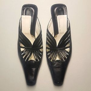 Barbara Bui Vintage Black Leather Peek-A-Boo Strappy Upper w/2" Heels - Size 40